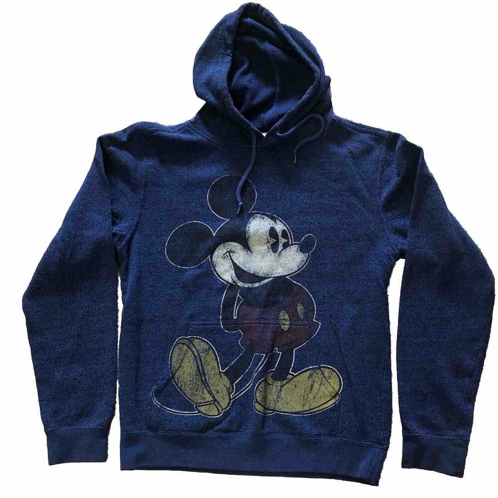 Disney‎ Parks Hoodie Womens Small Blue Hooded Sweatshirt Mickey Mouse Theme Park